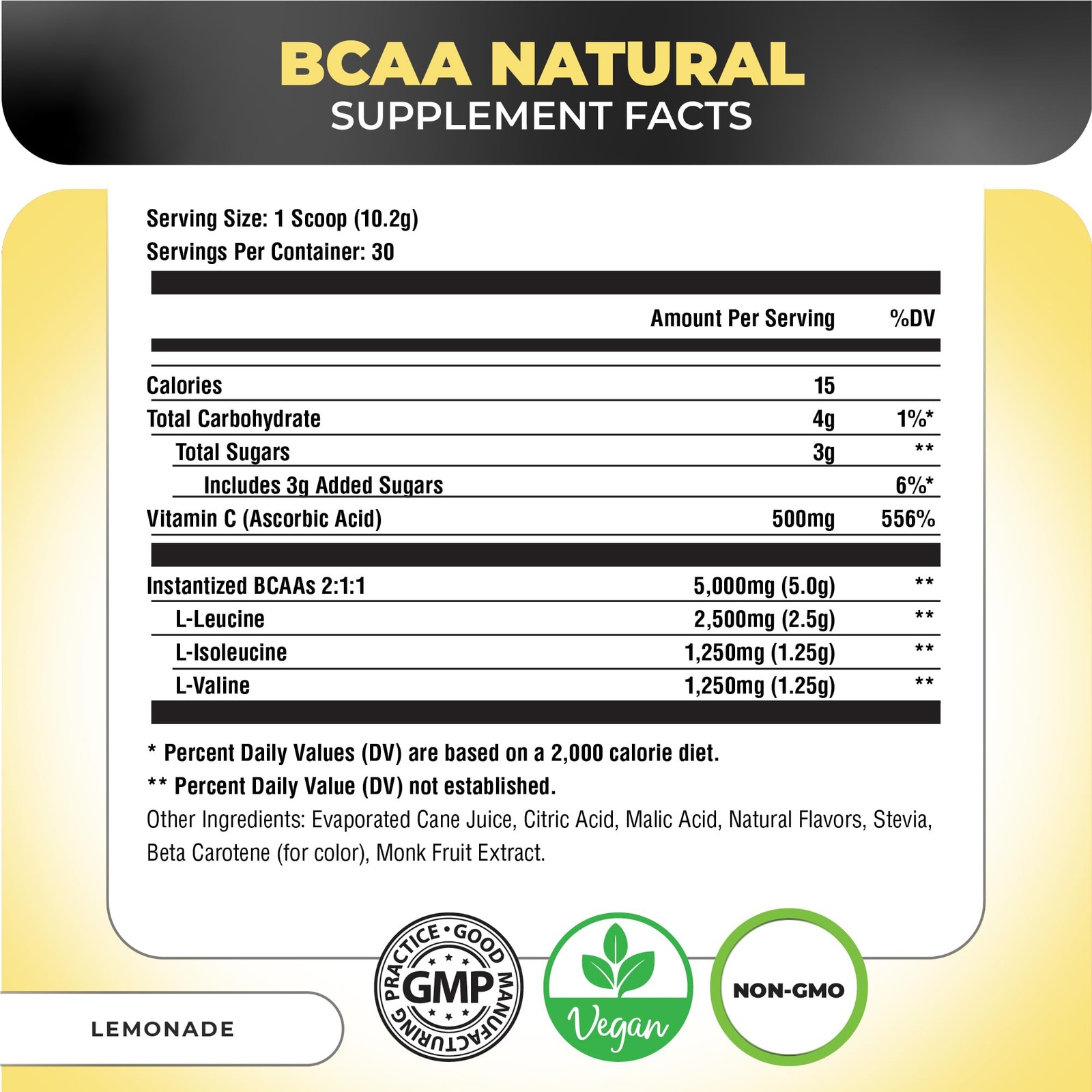 Nutrology BCAA Natural Plant Based BCAA Powder, Lemonade Flavor, Optimized 2…