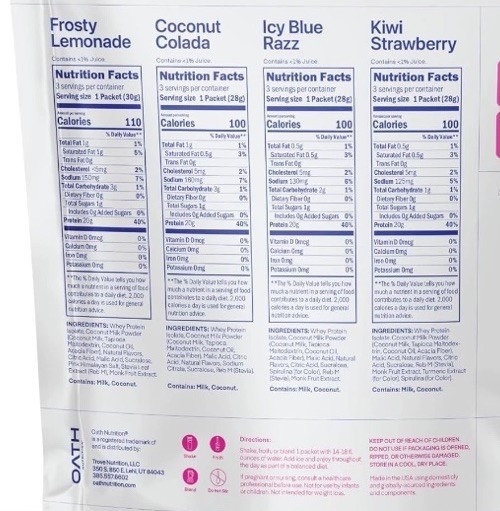 Oath Nutrition Clear Whey Protein Drink Mix 12 Variety Pack 20g Protein Each Gym