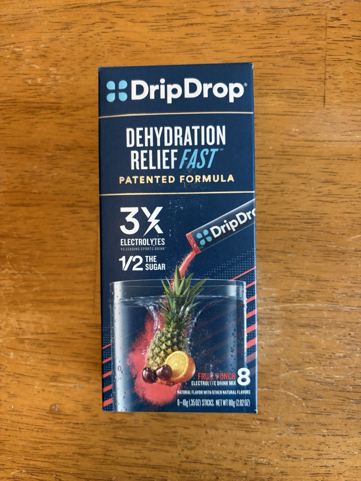 DripDrop Fruit Punch Electrolyte Powder Drink Mix, 8 Sticks, 2.82 oz