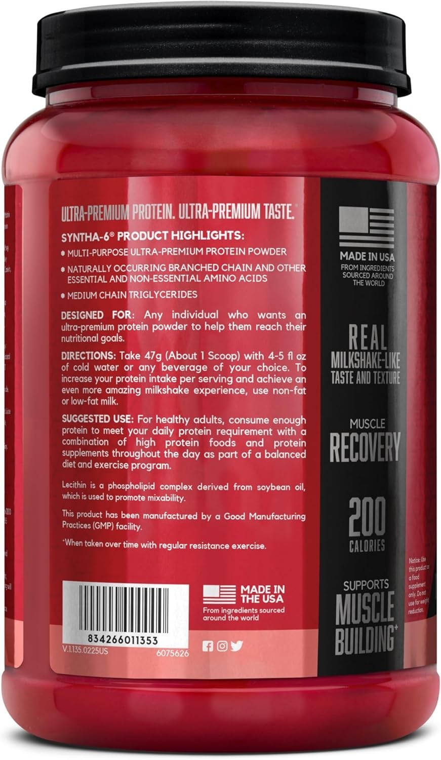 22g Protein SYNTHA-6 Strawberry Milkshake Powder – Muscle Recovery, 14 Servings