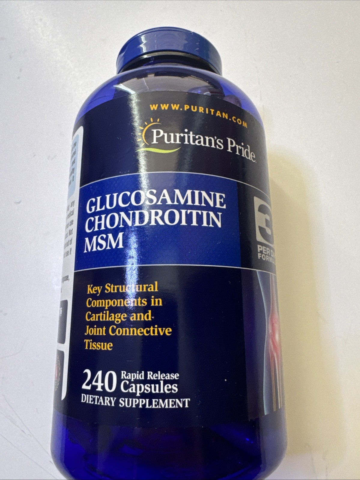 Puritan’s Pride Glucosamine Chondroitin MSM Joint Soothe 240ct Exp 09/2026