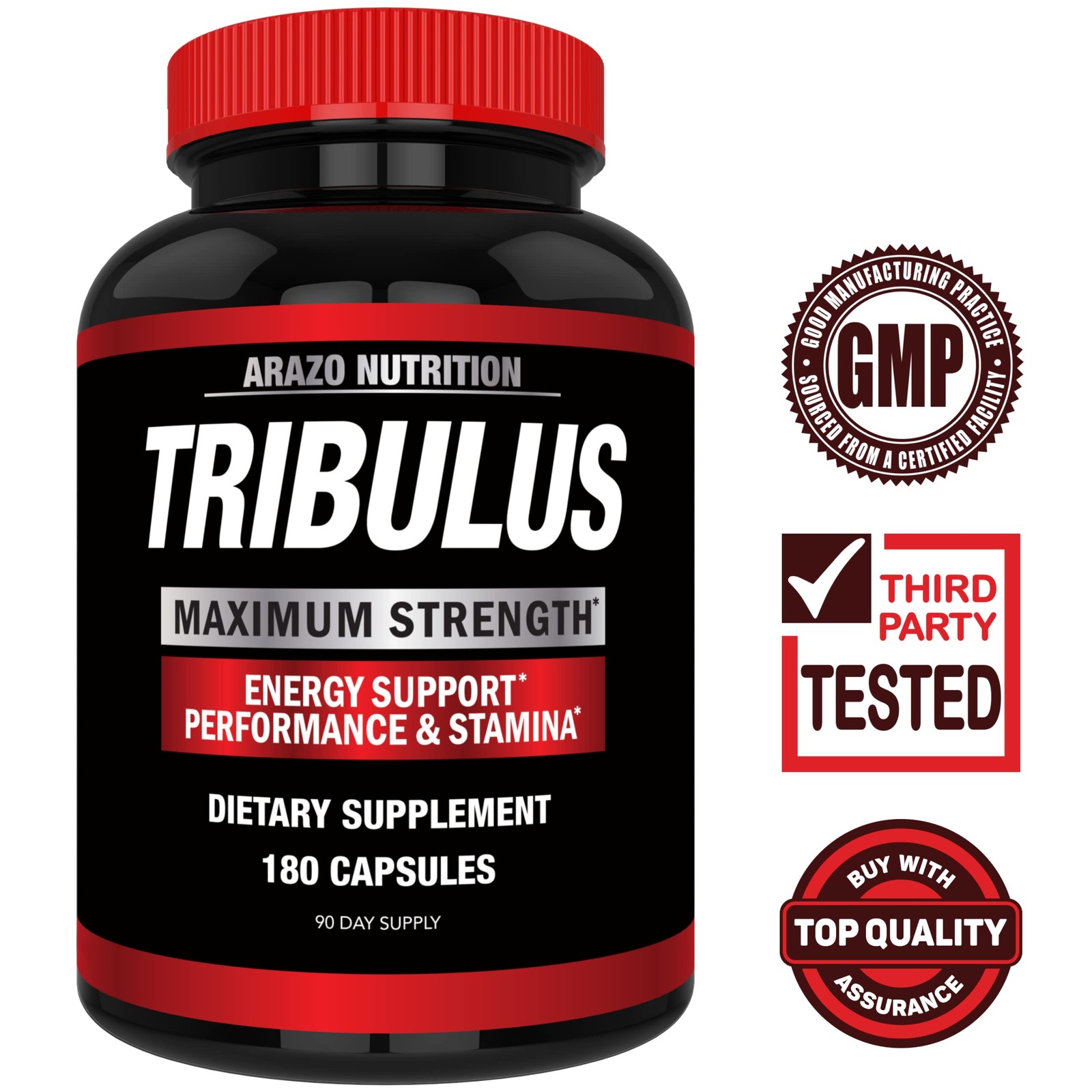 Arazo Nutrition Tribulus Terrestris 1500mg Extract 180 Count (Pack of 1)