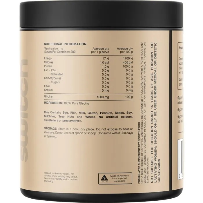New Switch Nutrition Glycine 200g 100% Pure Glycine