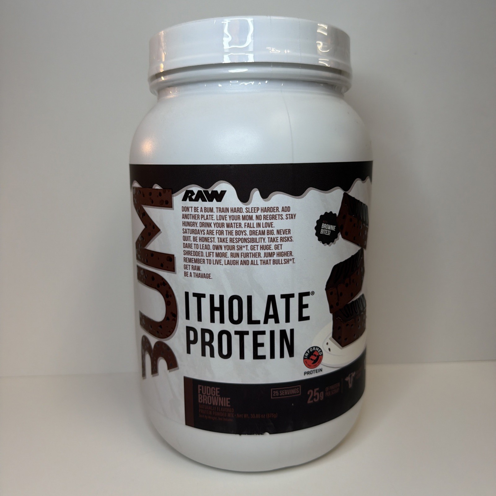 Raw Nutrition BUM Itholate Protein – Fudge Brownie – New – 25 Servings
