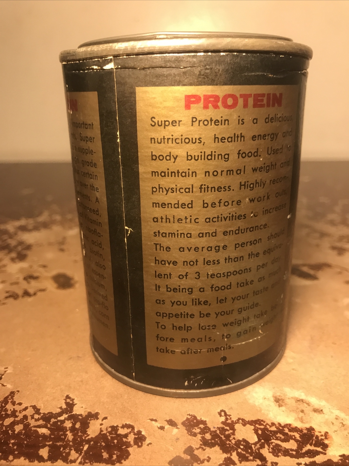 Vintage Protein Powder Container 11 Oz Super 60 Protein