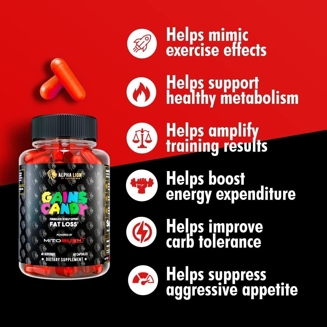 Alpha Lion Gains Candy MitoBurn Workout & Endurance, 60 Capsules