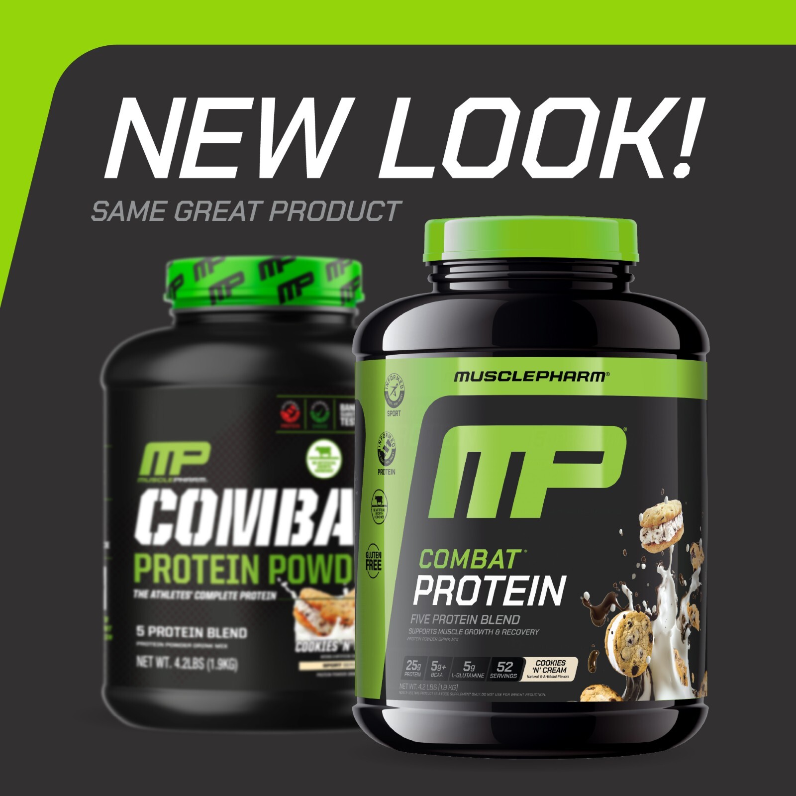 MusclePharm Combat Protein Powder – 4 lb, 52 Servings, Cookies & Cream