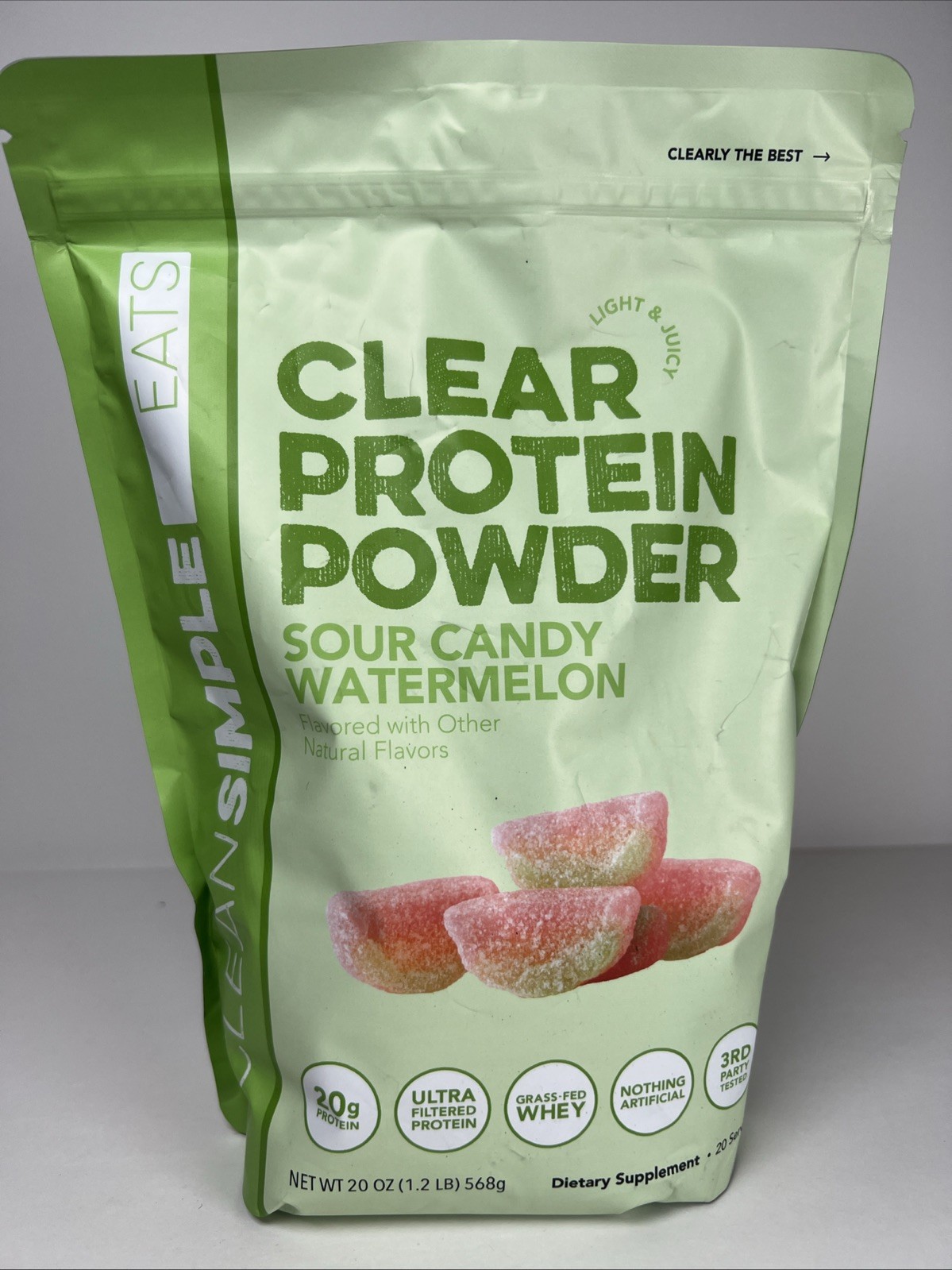 Clean Simple Eats Clear Protein Powder Sour Candy Watermelon Exp 10/27