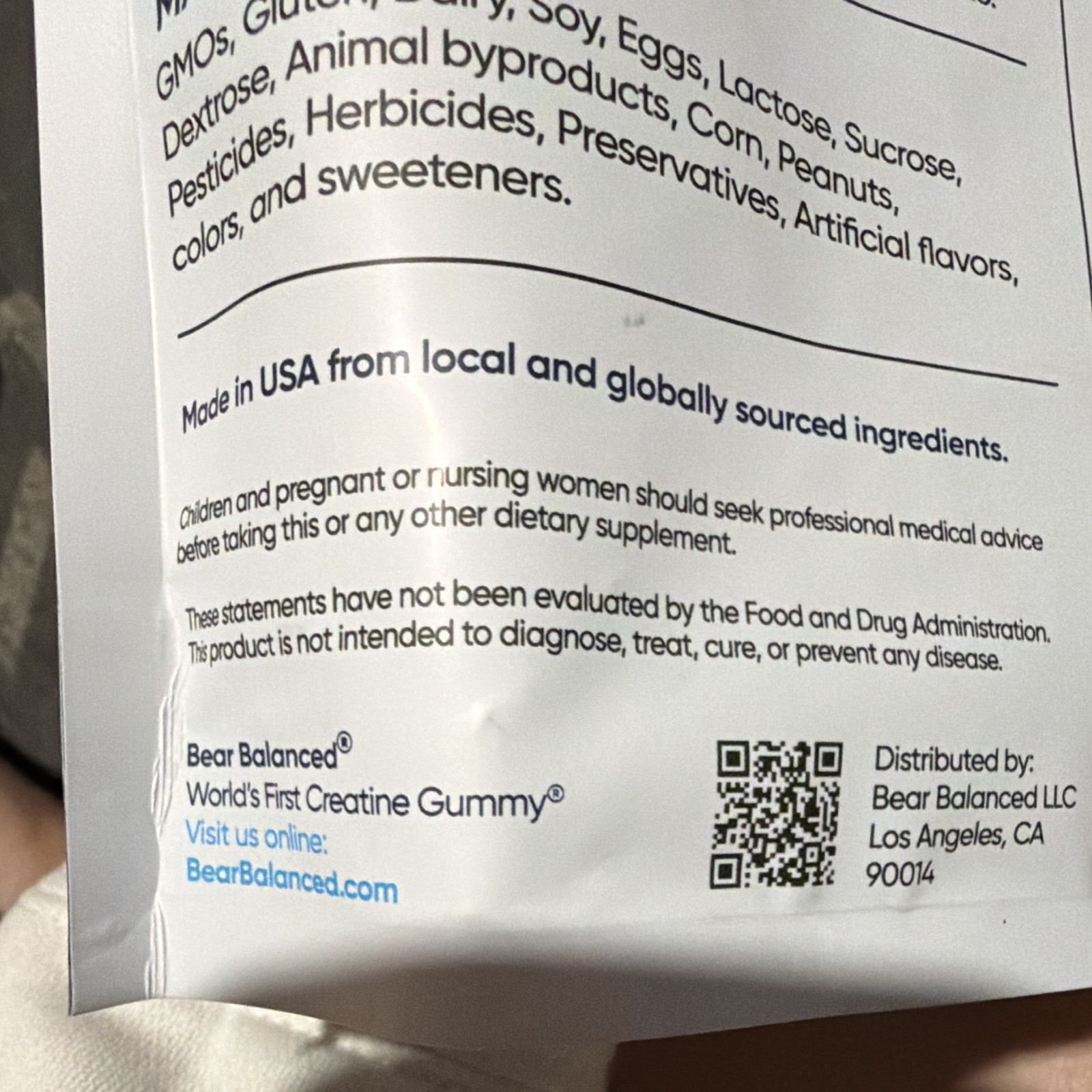 Bear Balanced Creatine Gummies Blueberry 90 Ct Sugar-Free Exp 09/2027