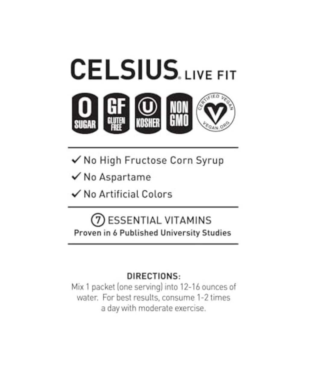 Celsius Essential Energy Powder Drink Mix Sticks Berry 14ct Vegan 200mg
