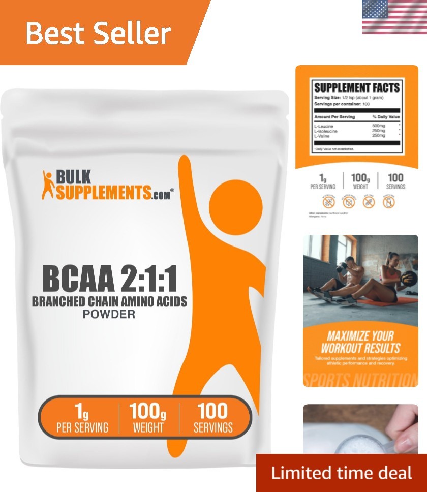 BCAA 2:1:1 Powder – Unflavored & Gluten-Free, 100g for Top Performance