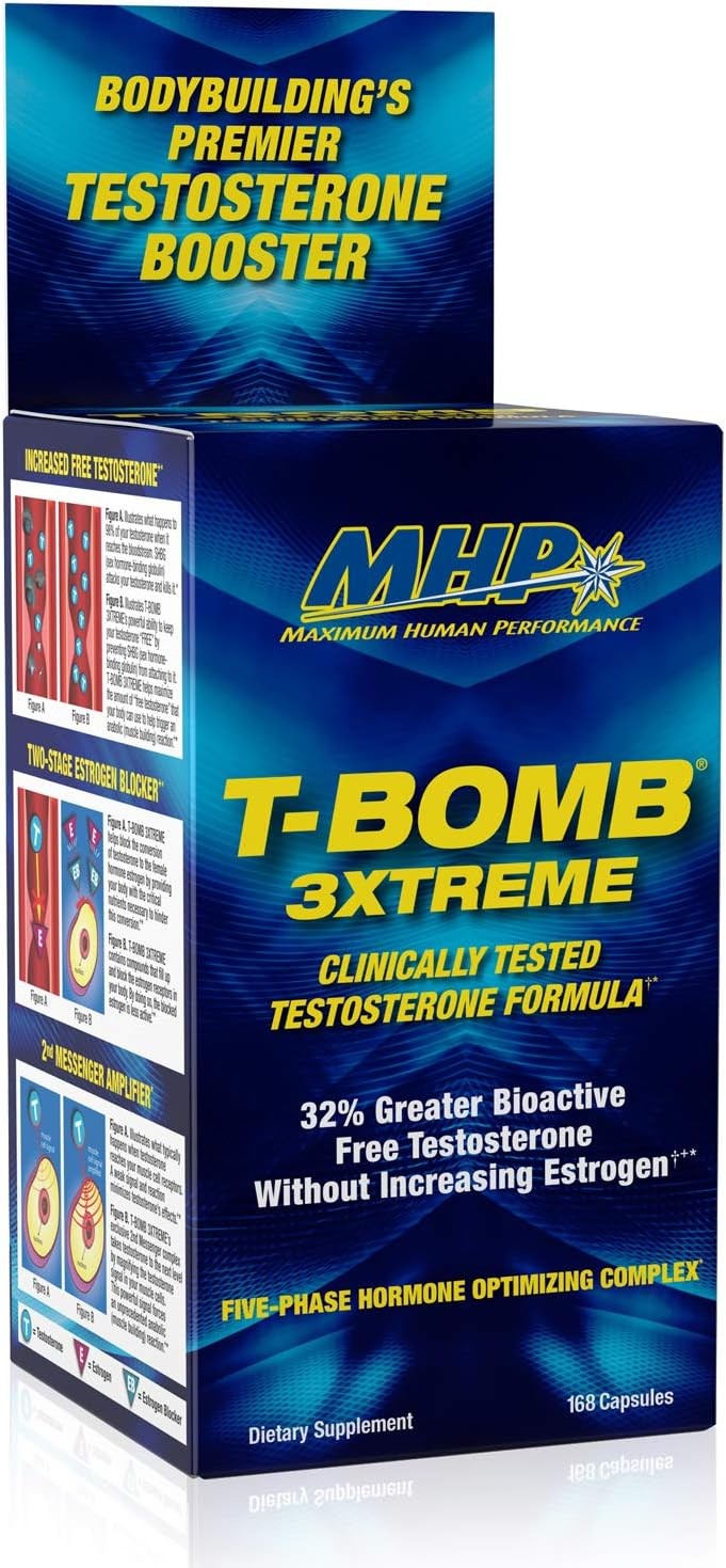T-Bomb 3Xtreme Clinically Tested Testosterone Booster Men Libido Support168Count