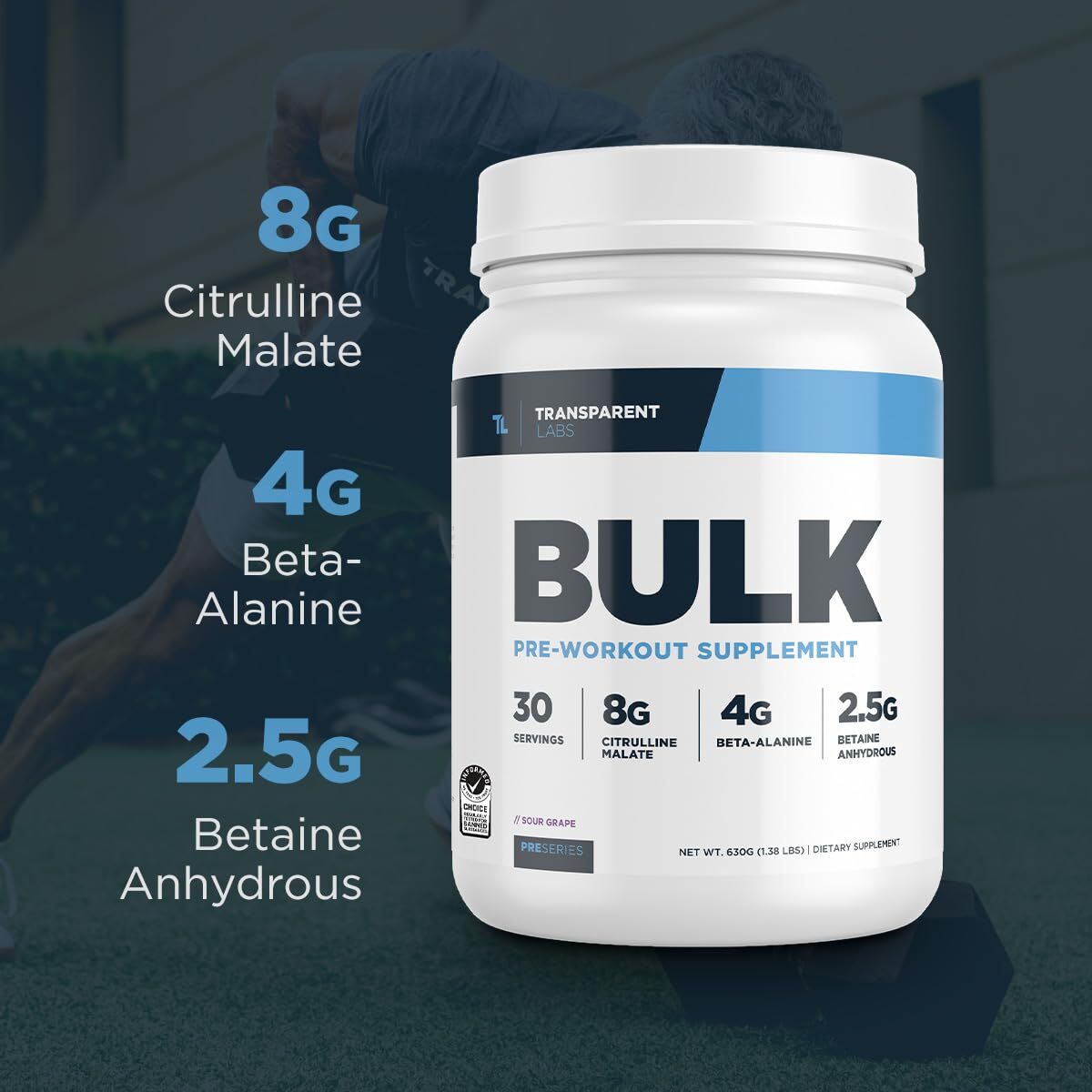 Transparent Labs Bulk Pre Workout Supplement 30 Servings Energy & Performance