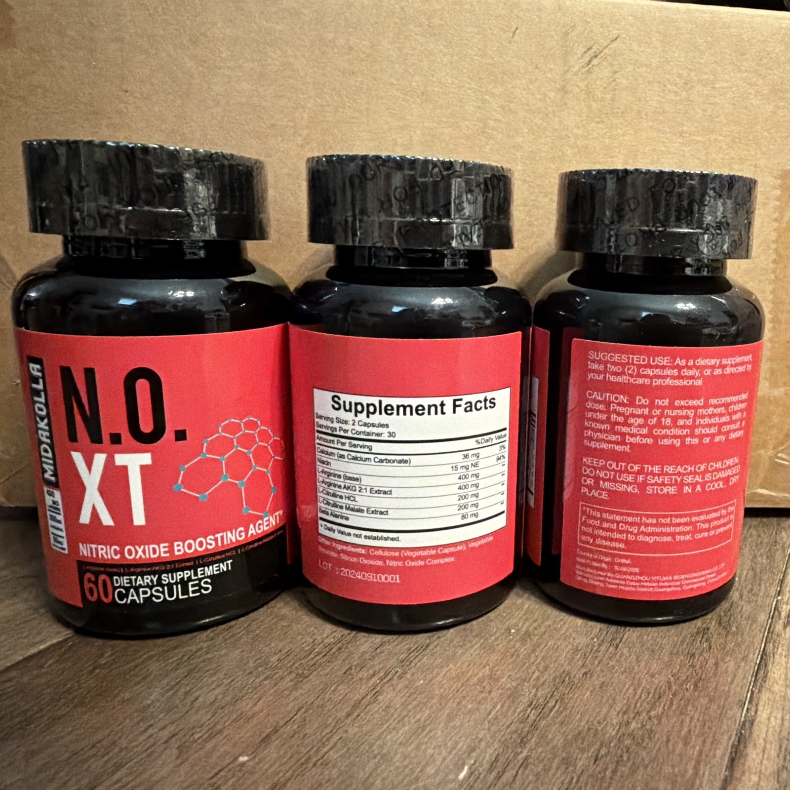 MIDKOLLA N.O. XT Nitric Oxide Boosting Vegan Supplement 60 Capsules Unflavored