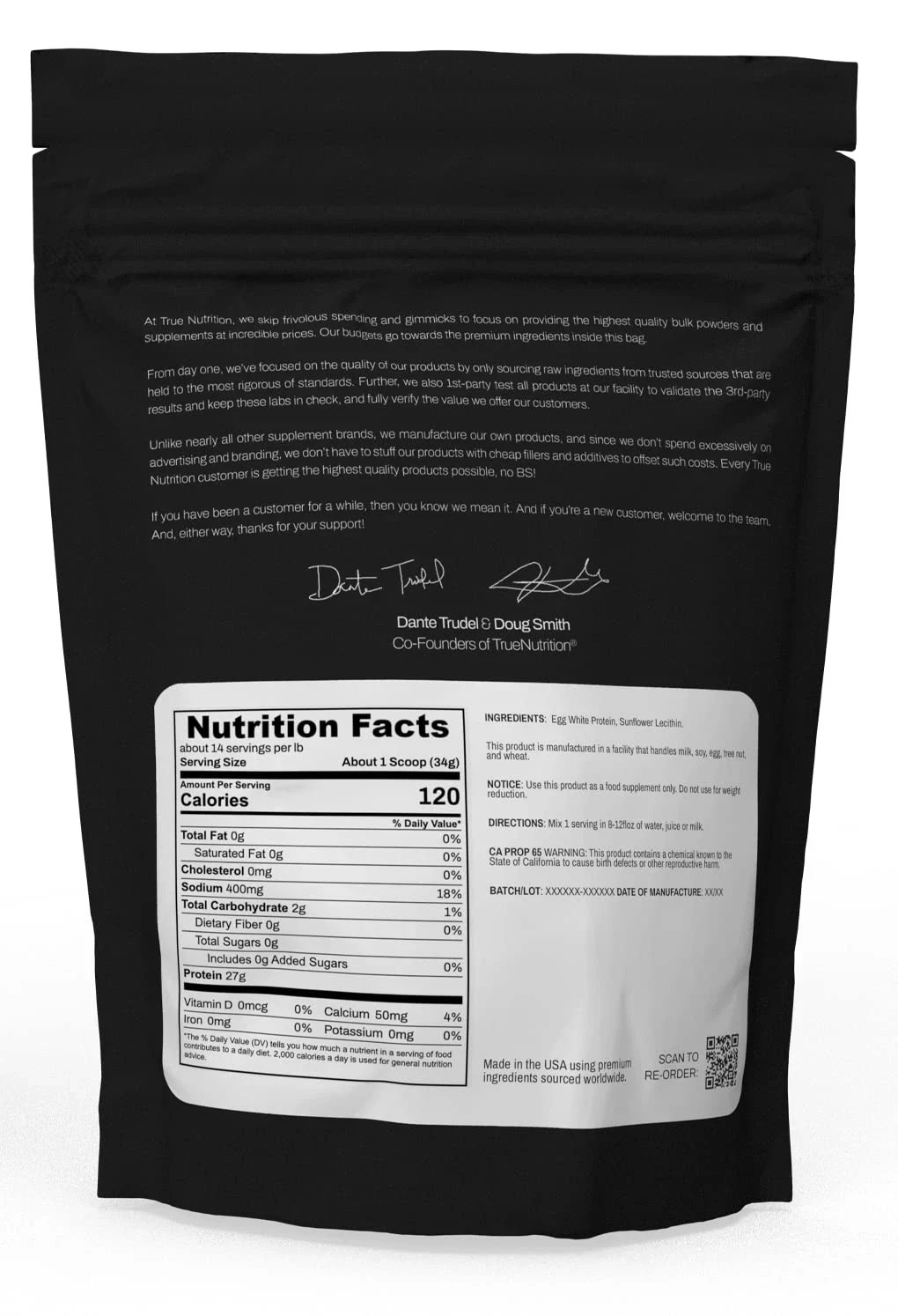 True Nutrition Egg White Protein Powder – 24g Non-GMO Egg Protein per Serving…