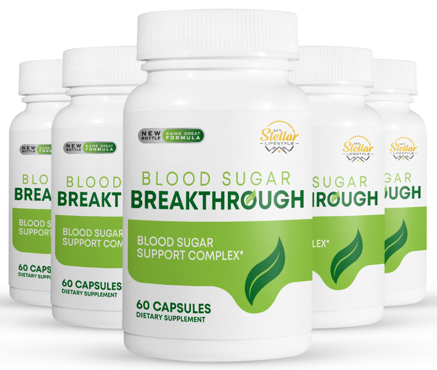 5 Pack Blood Sugar Breakthrough, soporte de azúcar en sangre-60 Cápsulas x5