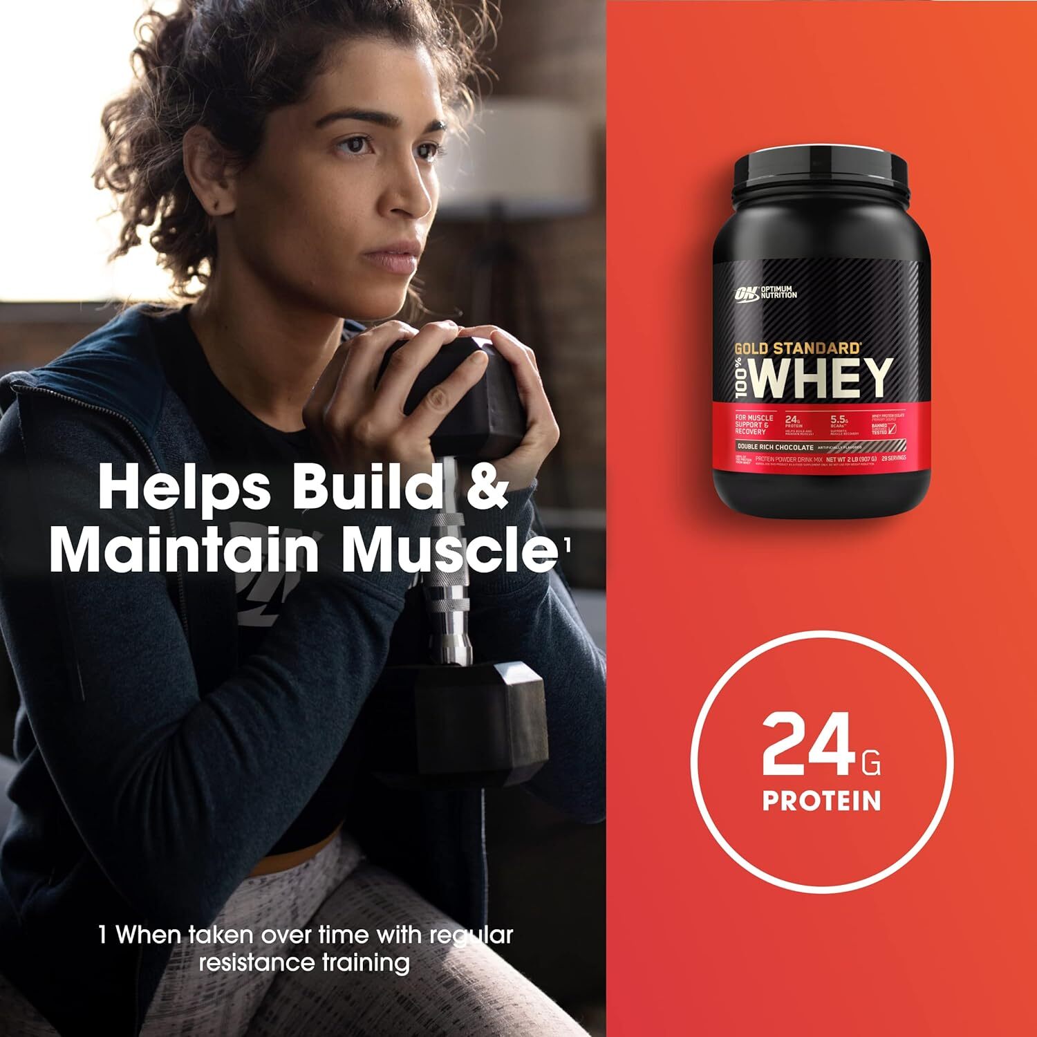 Gold Standard 100% Whey Protein Powder, Double Rich Chocolate, 2 Pounds