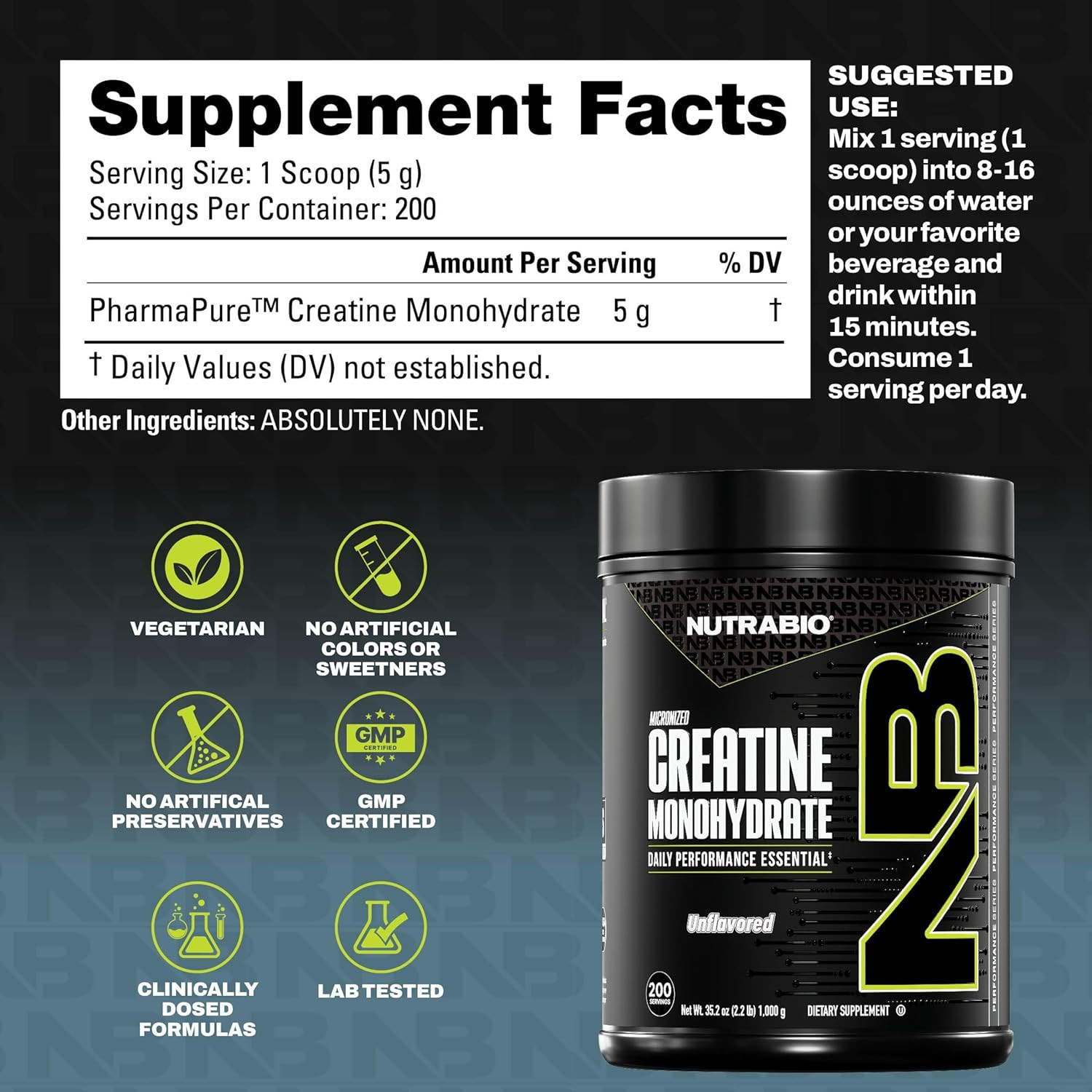 Pure Micronized Creatine Monohydrate Powder Supplement, Unflavored, (1000 G) – S