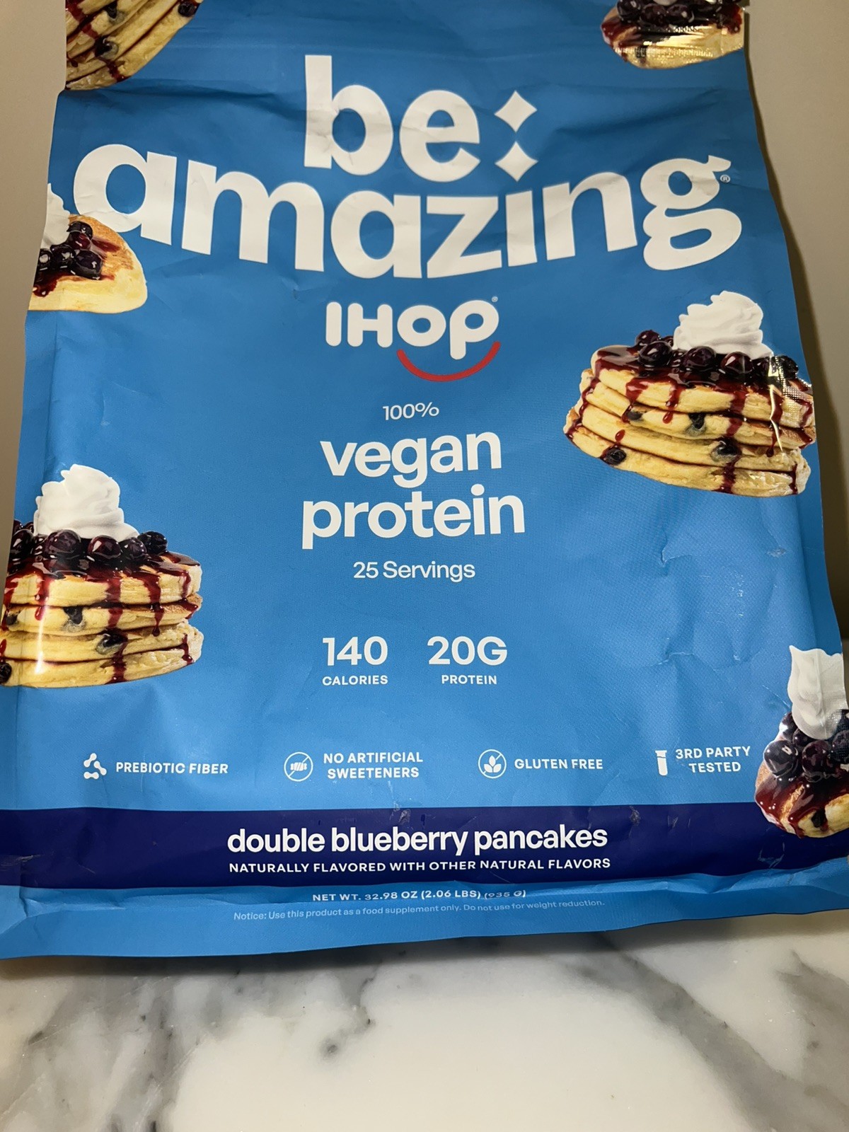 Be Amazing Vegan Plant-Based Protein Powder – Double Blueberry Pancakes – 04/27