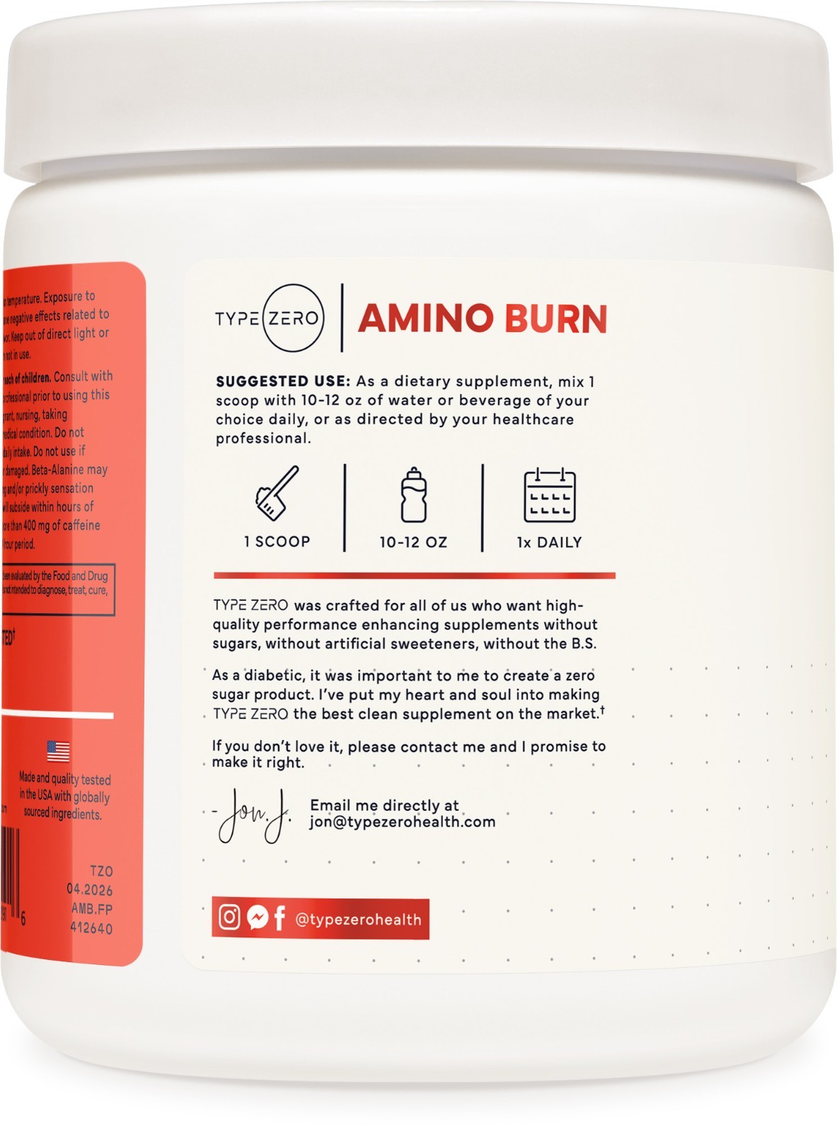 Type Zero Amino Burn Vegan BCAA + Pre Workout (Fruit Punch) 30 Servings