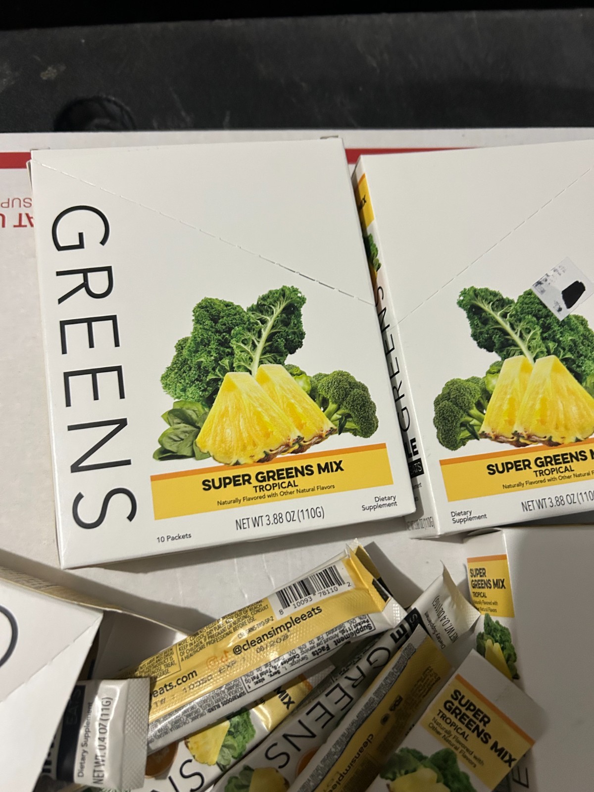 5-BOX LOT (50 PACKETS ) CLEAN SIMPLE EATS Super Greens Powder Tropical Drink
