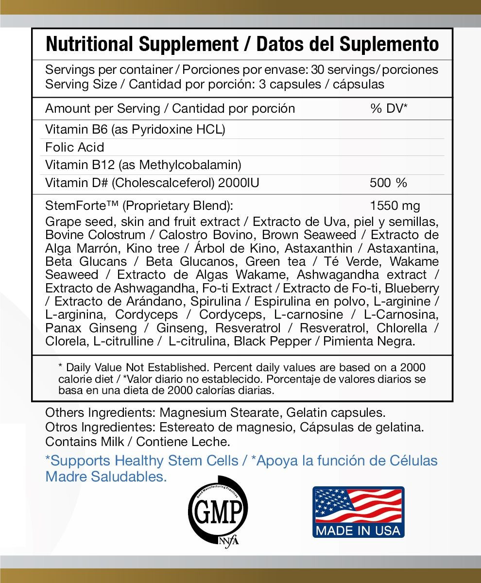 Stemforte Stem Cell Nutrition Capsules Stem cell activator 90 ct – Pack of 2