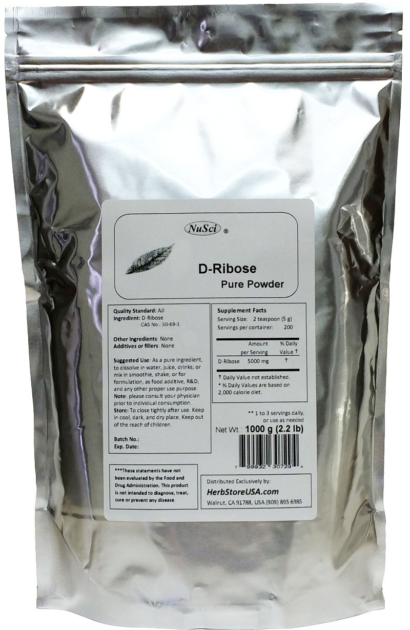 NuSci 100% Pure D-Ribose powder 1000g (2.2 lb) energy