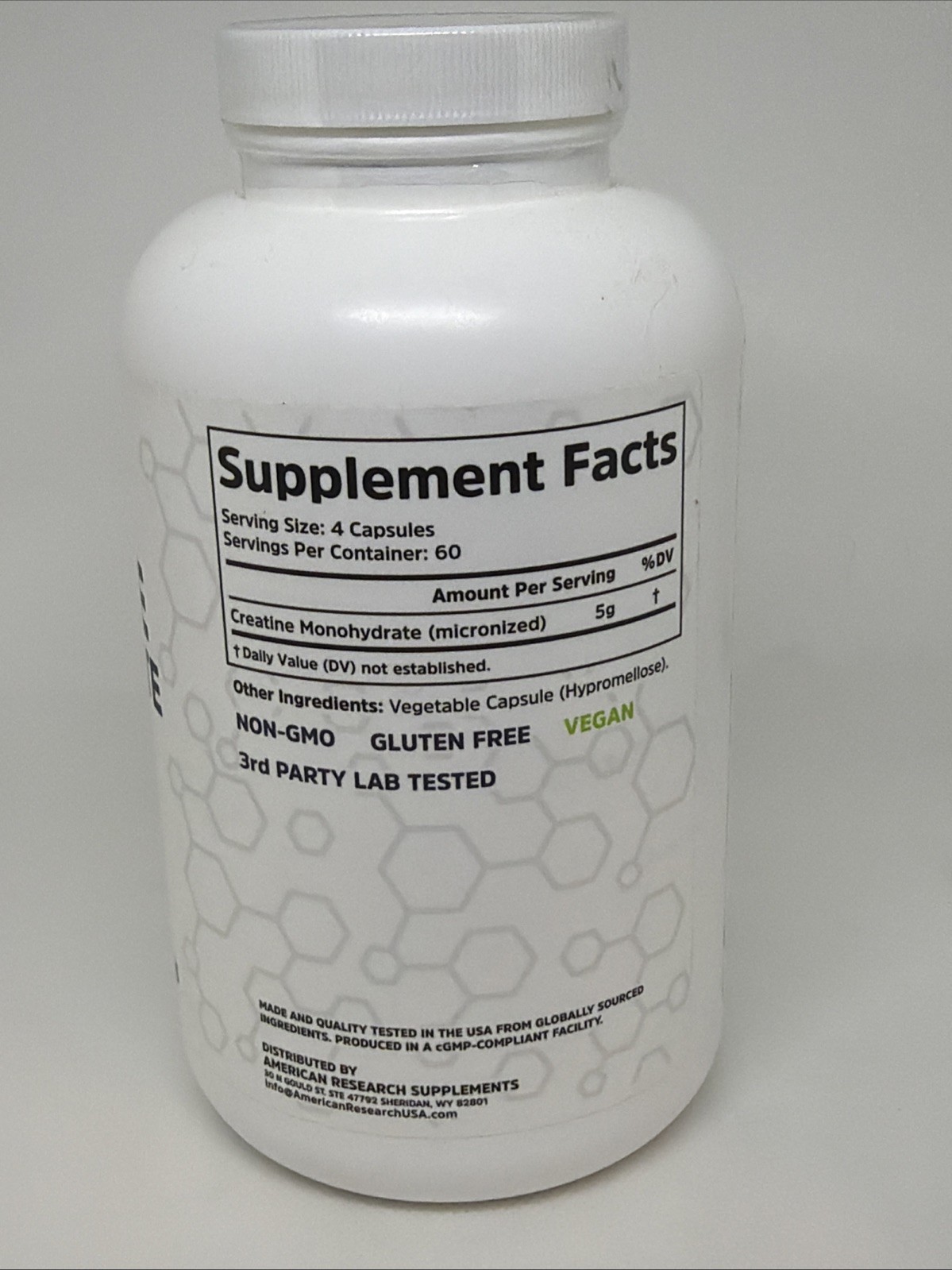 American Research Supplements Micronized Creatine Monohydrate 240 Capsules 5g Ea