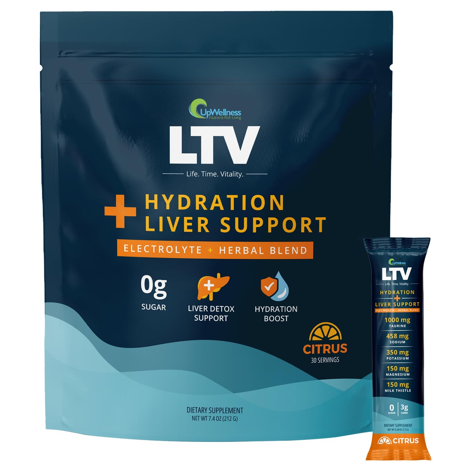 UpWellness LTV Liver Hydration Packets – Electrolytes Powder Packets for Instant