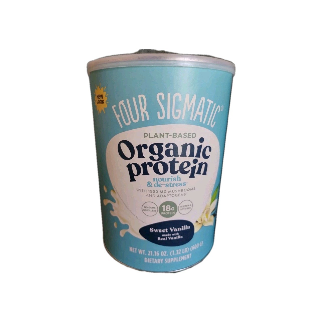 2 cans of Four Sigmatic Organic Vegan Protein Powder 07/30/2026