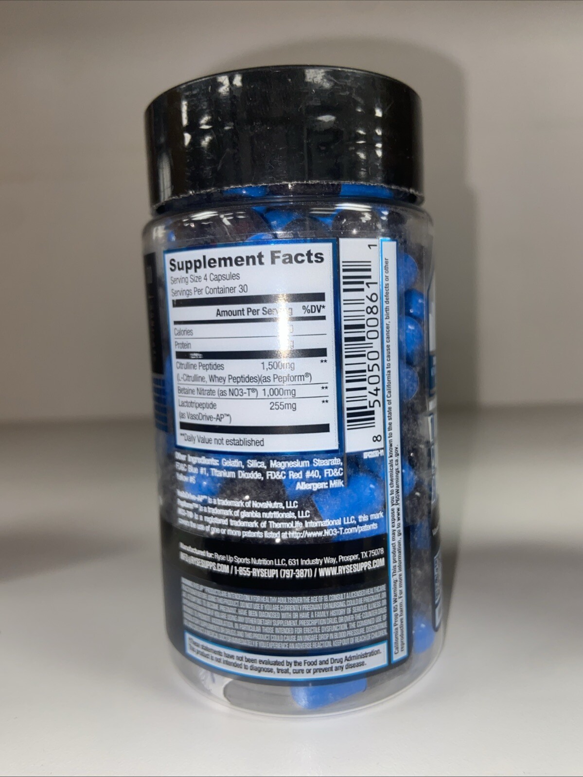 RYSE Pump Cap Max Nitric Oxide Vasodilator 120 Capsules Clinically Dosed NEW
