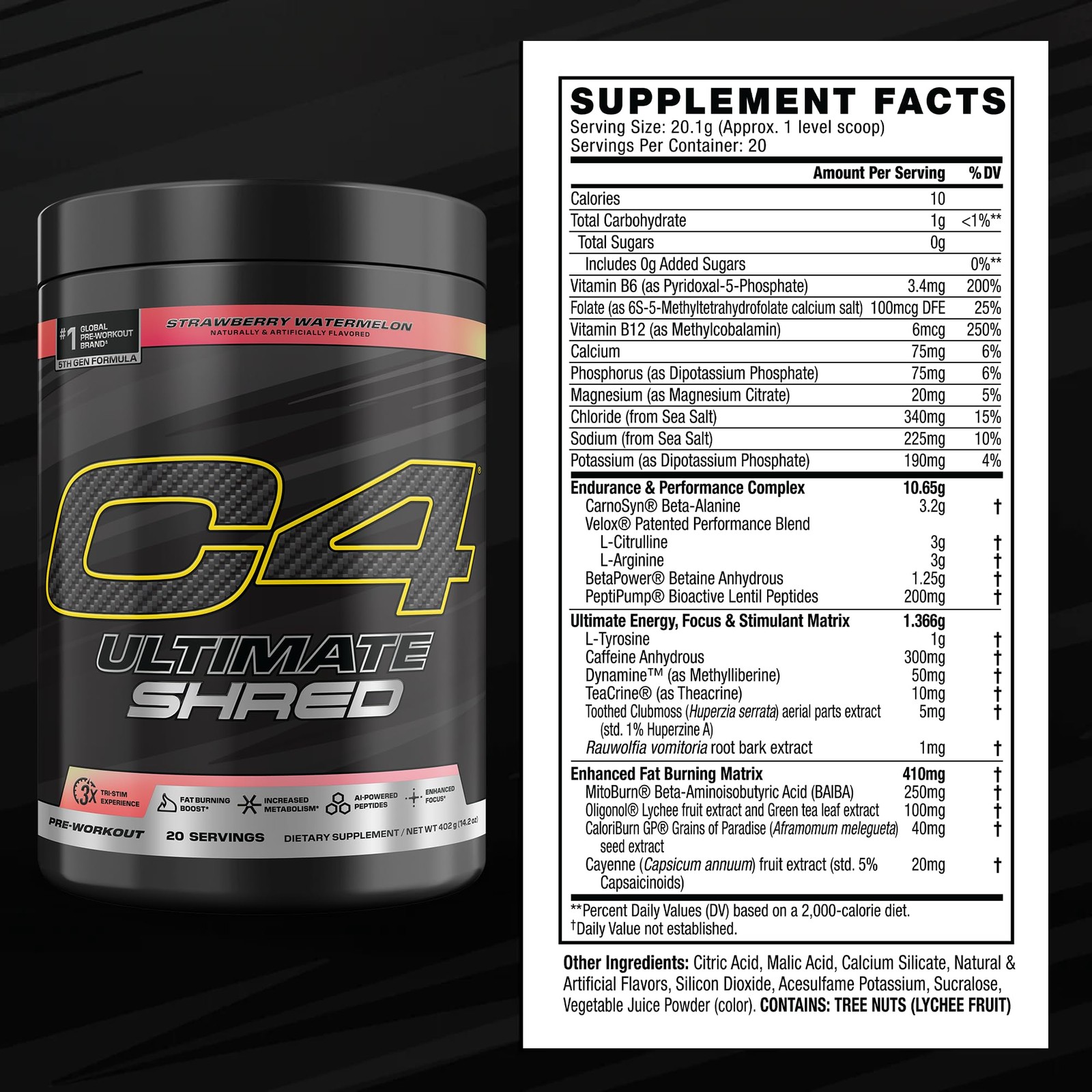 Cellucor C4 Ultimate Shred Pre Workout Fat Burner 20 Servings