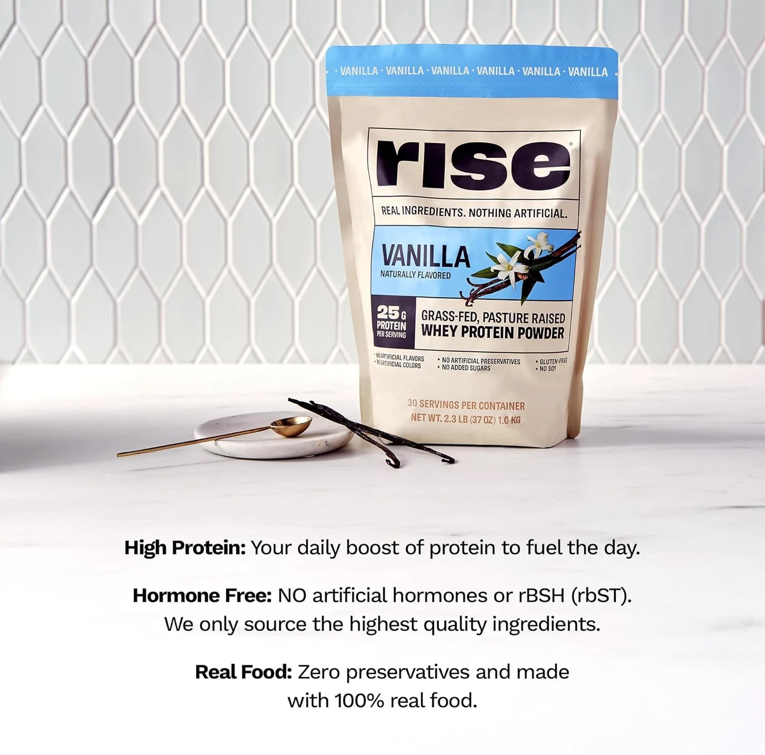 Grass-Fed Whey Protein Powder Vanilla 25G Protein No Artificial Flavors 1 Serve