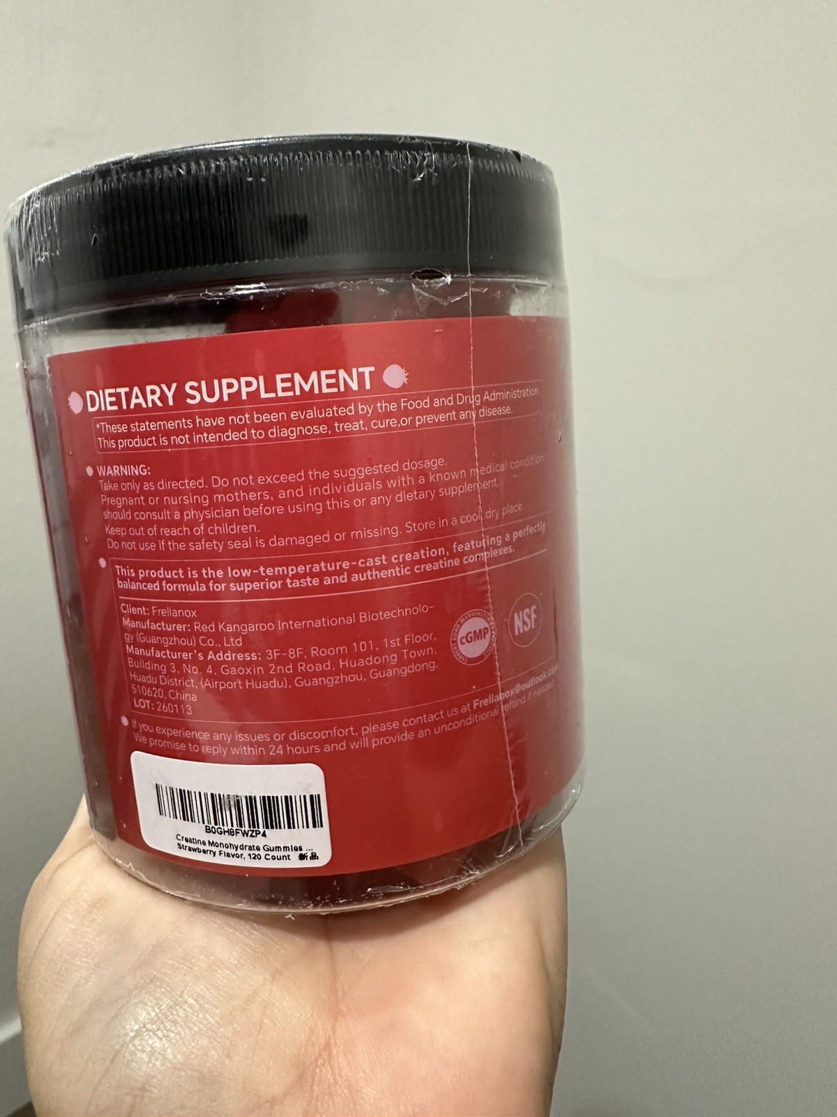 Frellanox Creatine Monohydrate Gummies Strawberry 120ct 5g +B12 Taurine
