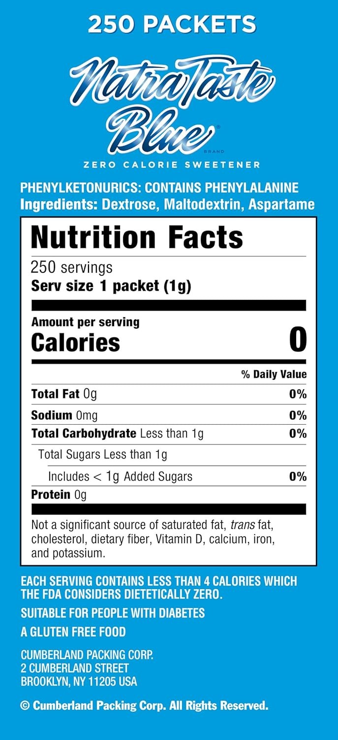 NatraTaste Blue Zero Calorie Sweetener, Bulk Sugar 8.82 Ounce (Pack of 8)