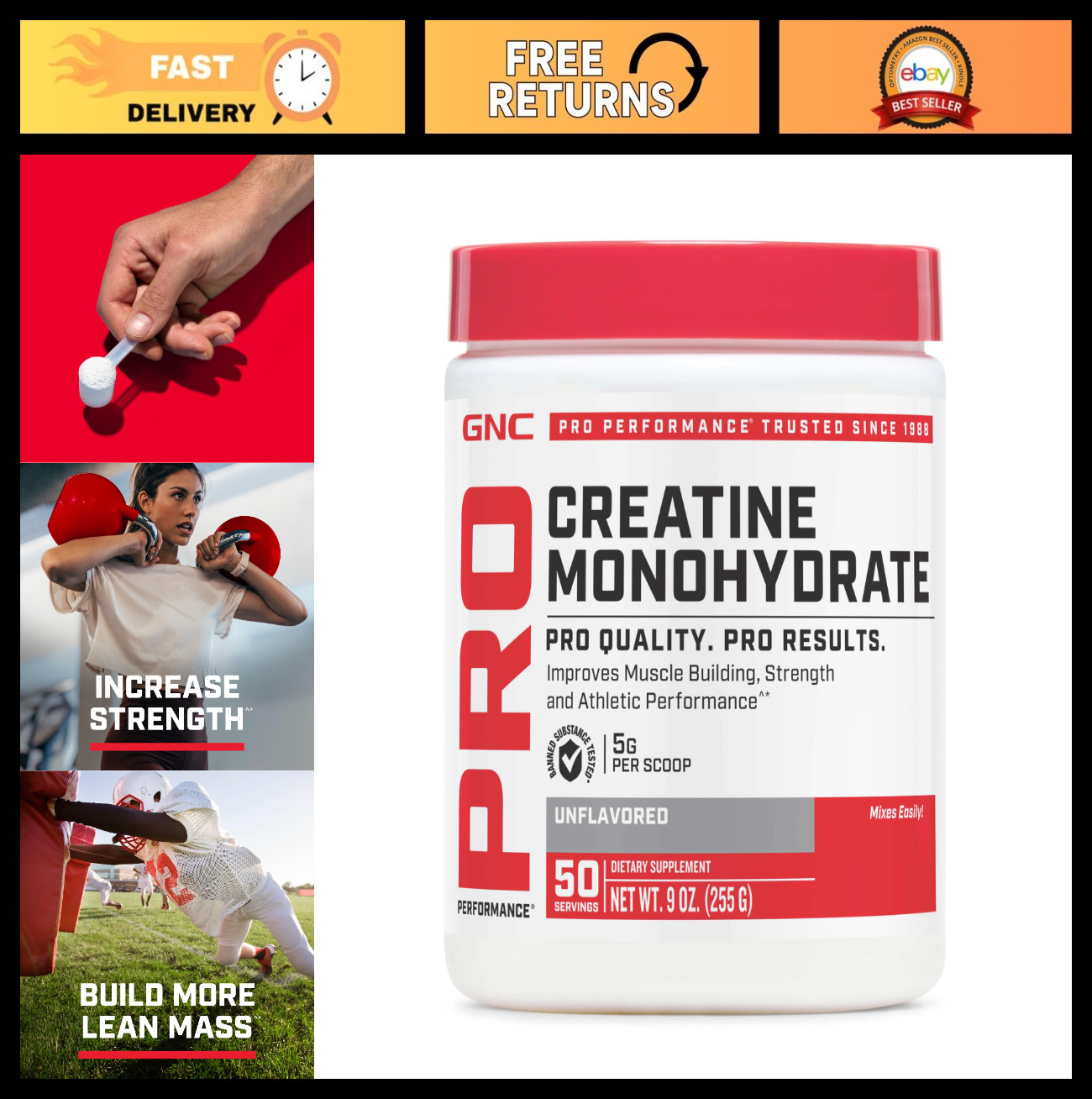 Micronized Creatine Monohydrate Powder – 5g Per Serving, Muscle Gain, Energy Boo