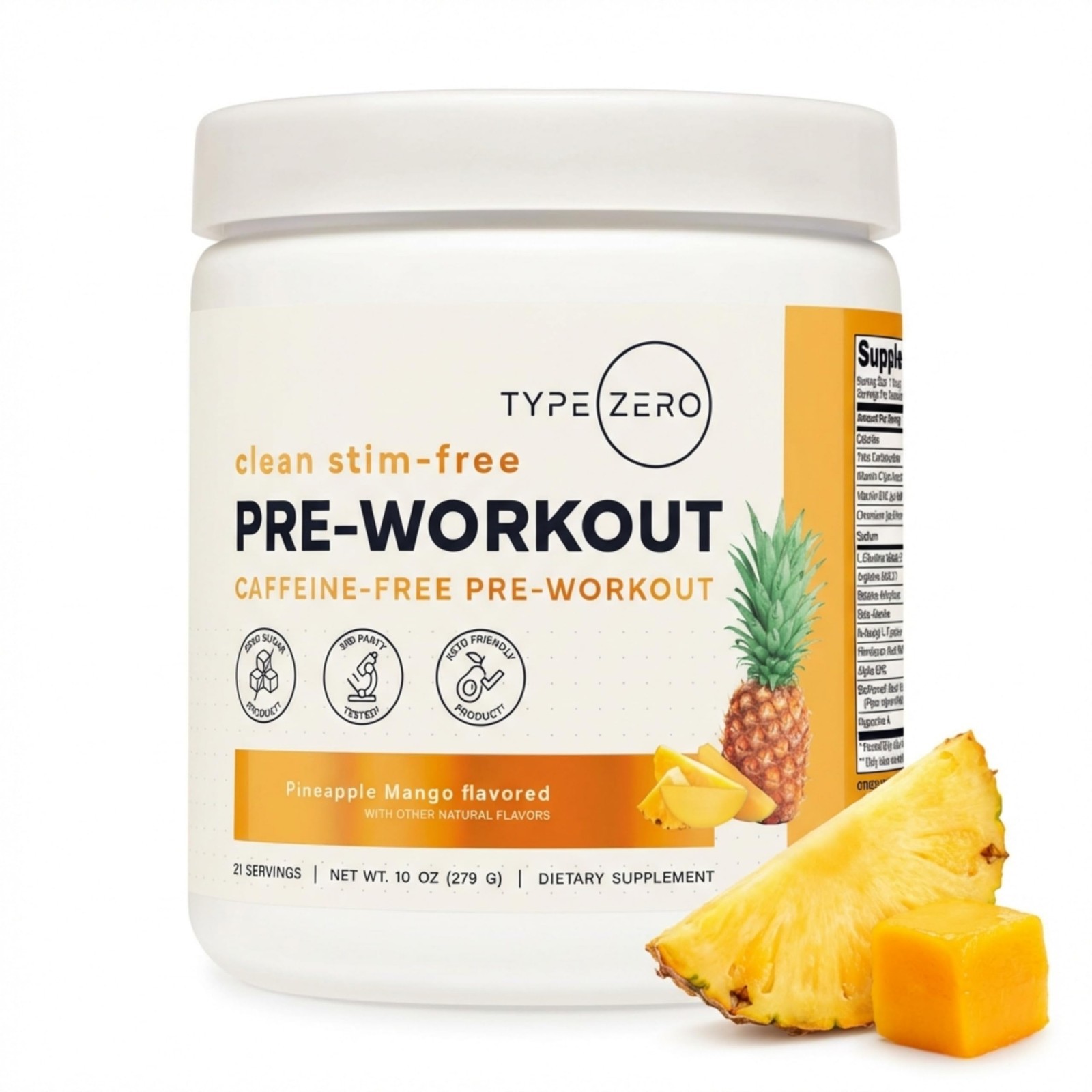 Stim-Free Pre Workout Powder – Pineapple Mango, 21 Servings | Nitric Oxide Boost
