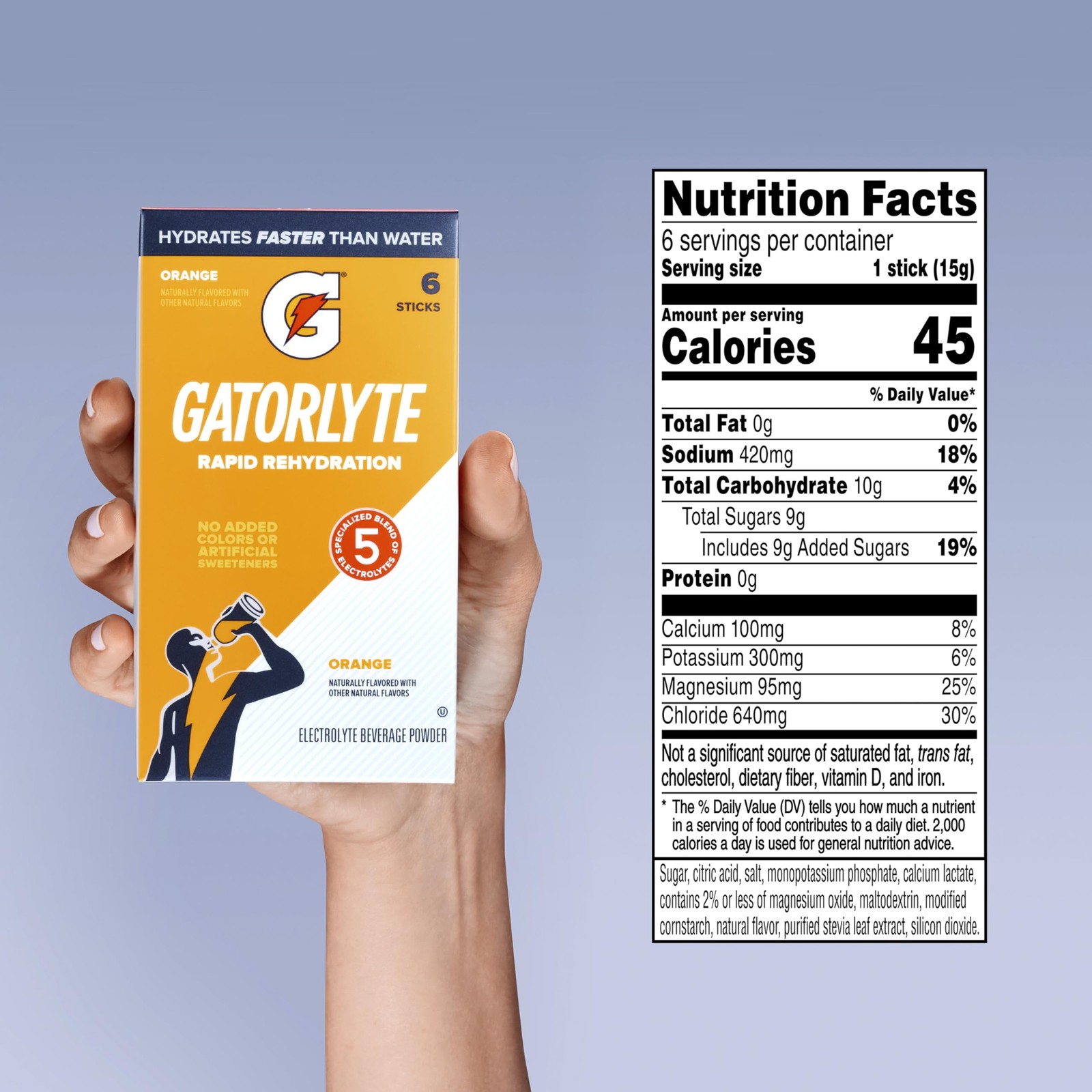 Gatorlyte Powder Orange, 16.9oz (Pack of 6) 0.53 Ounce