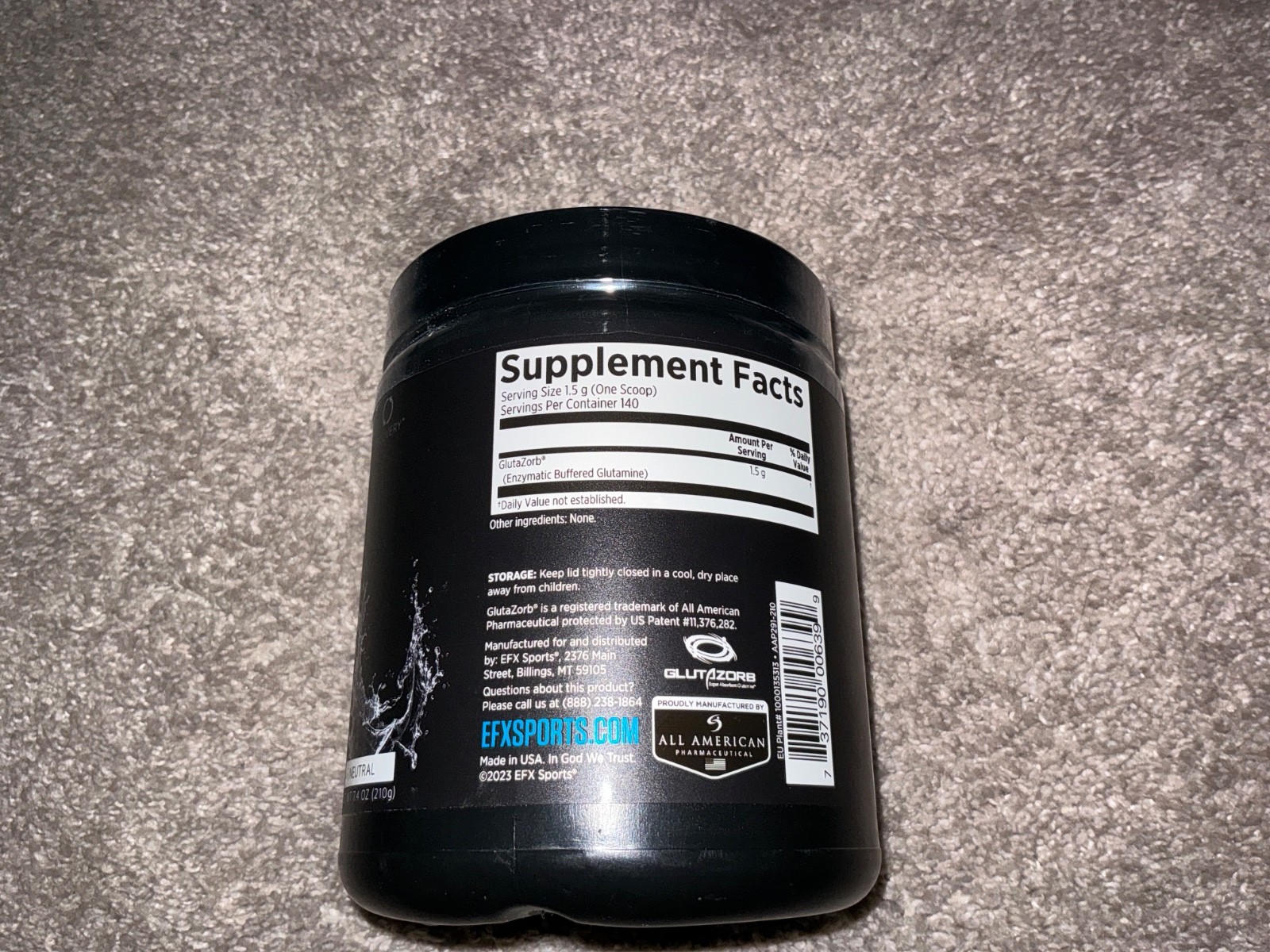 EFX Sports Training Ground Glutazorb Powder New and Sealed