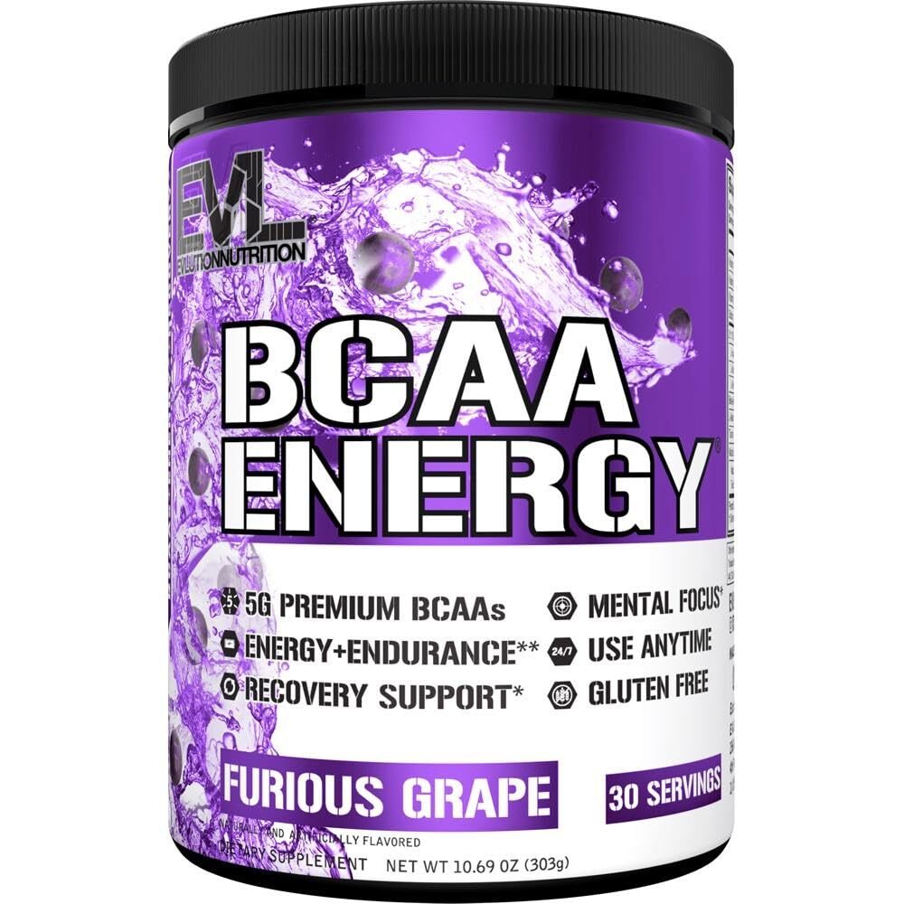 EVL BCAA Energy Amazing Grape 30 Servings Preworkout Powder Amino Acids