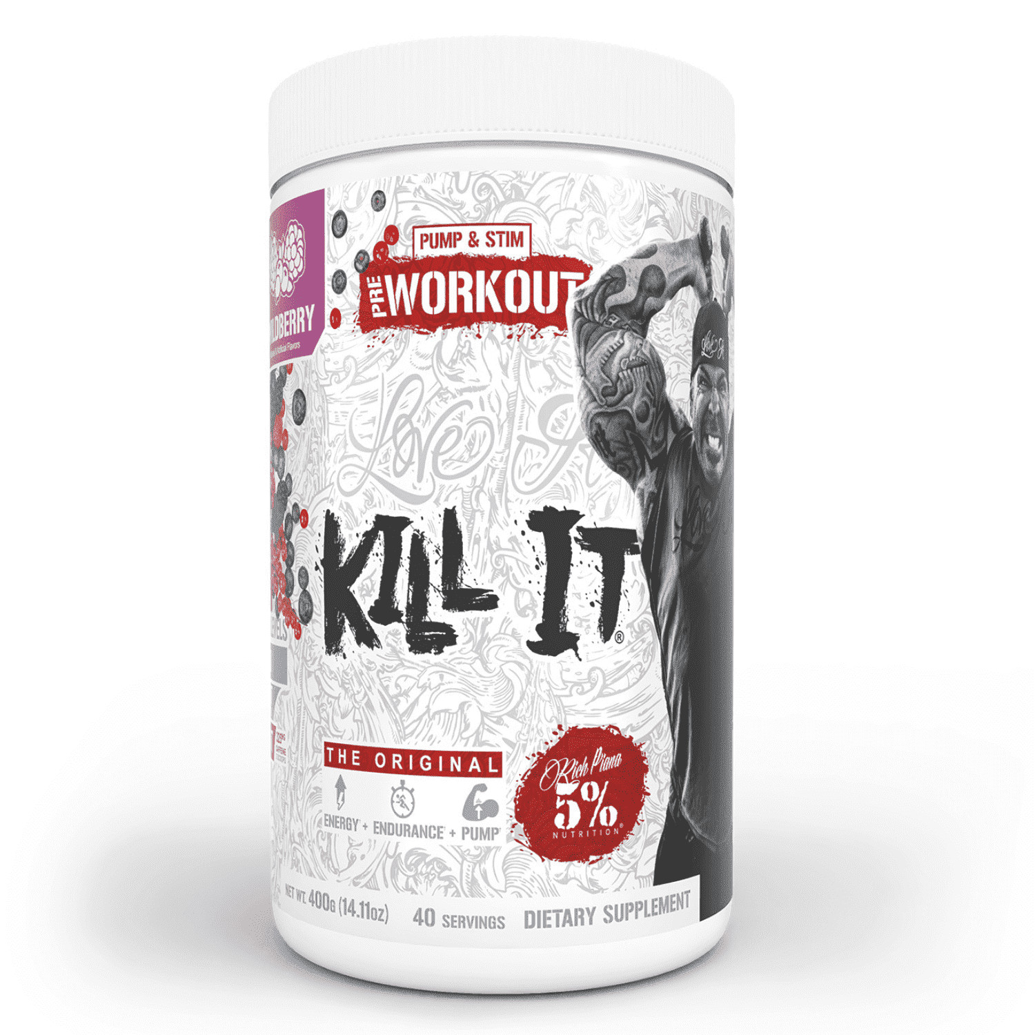 5% Nutrition Rich Piana Kill It Pre-Workout Powder Supplement with Creatine & Ca