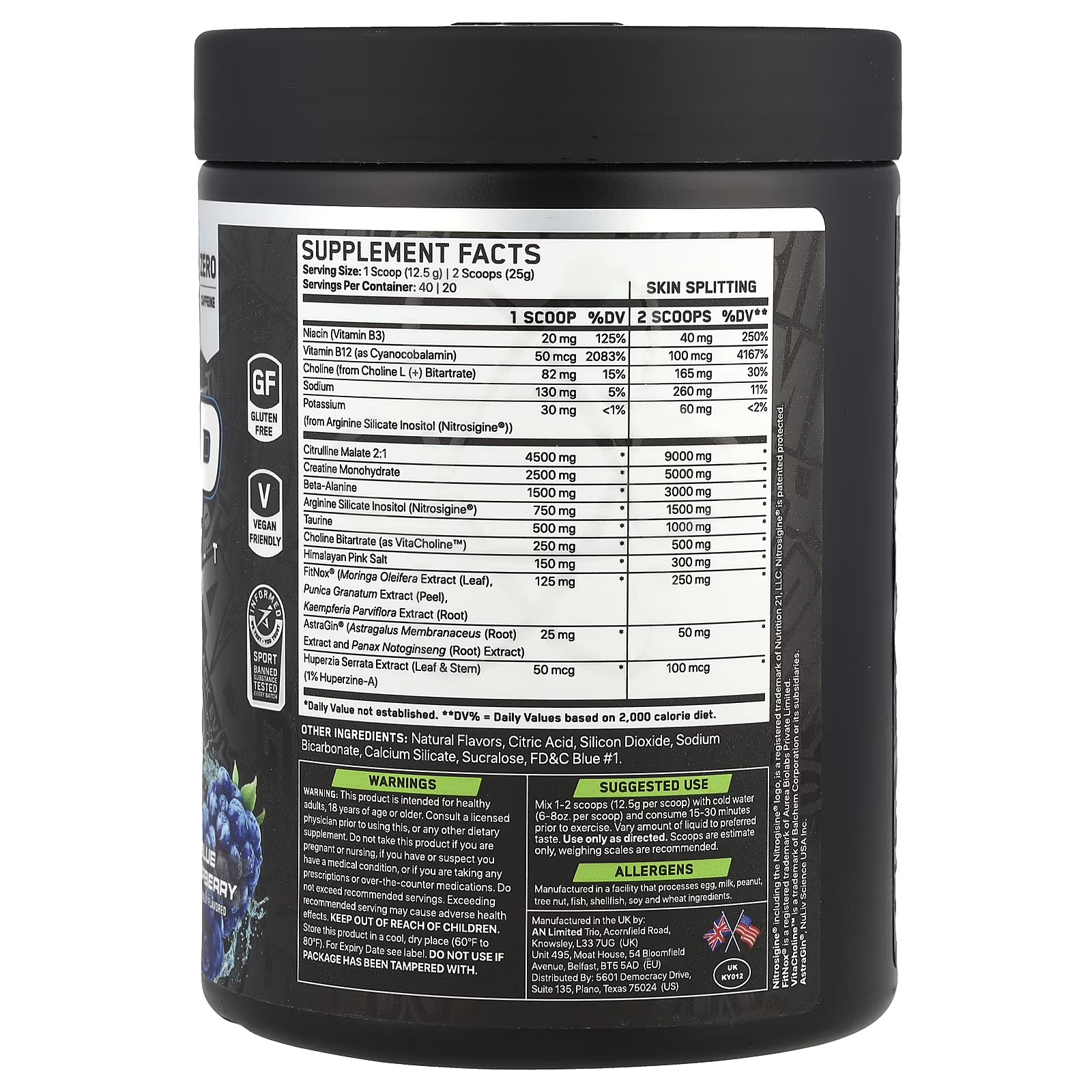 Zero Stim Pre-Workout for Explosive Focus, Energy, and Muscle Pumps | Blue Razz