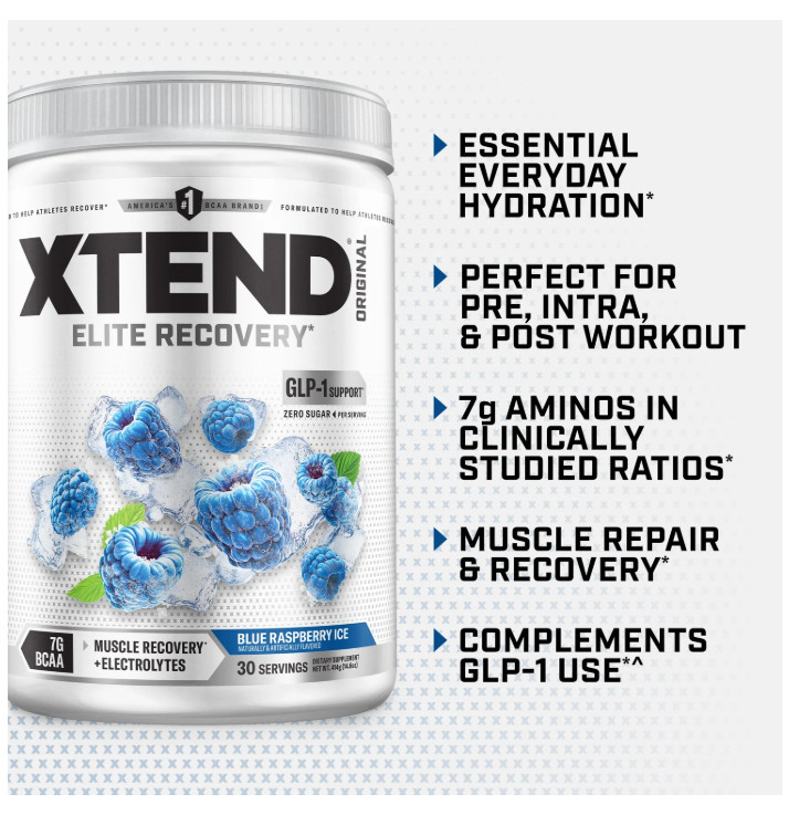 XTEND Original BCAA Powder Blue Raspberry Ice 7g BCAA 30 Servings