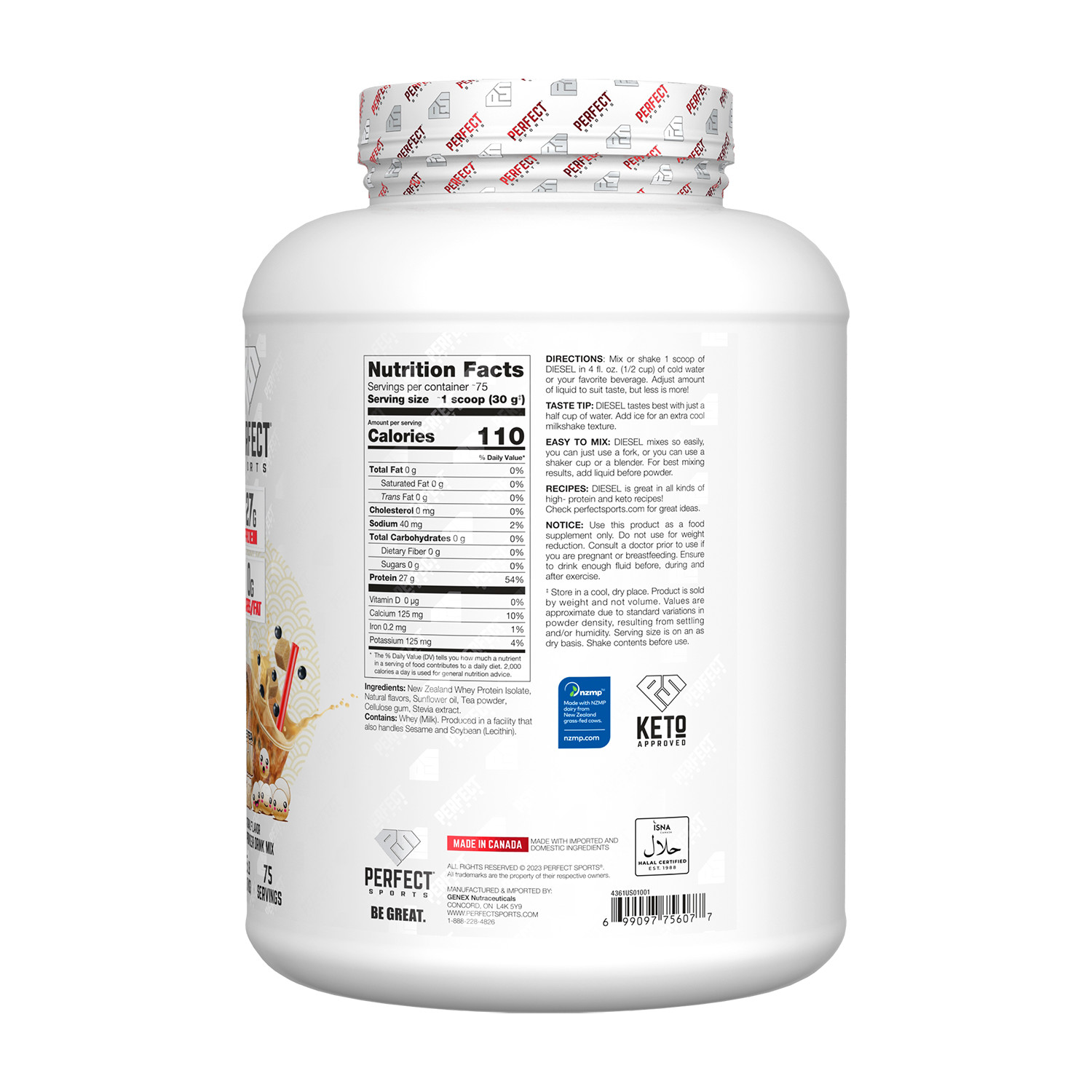 Diesel, New Zealand Whey Isolate, Bubble Tea, Brown Sugar, 5 lbs (2.27 kg)