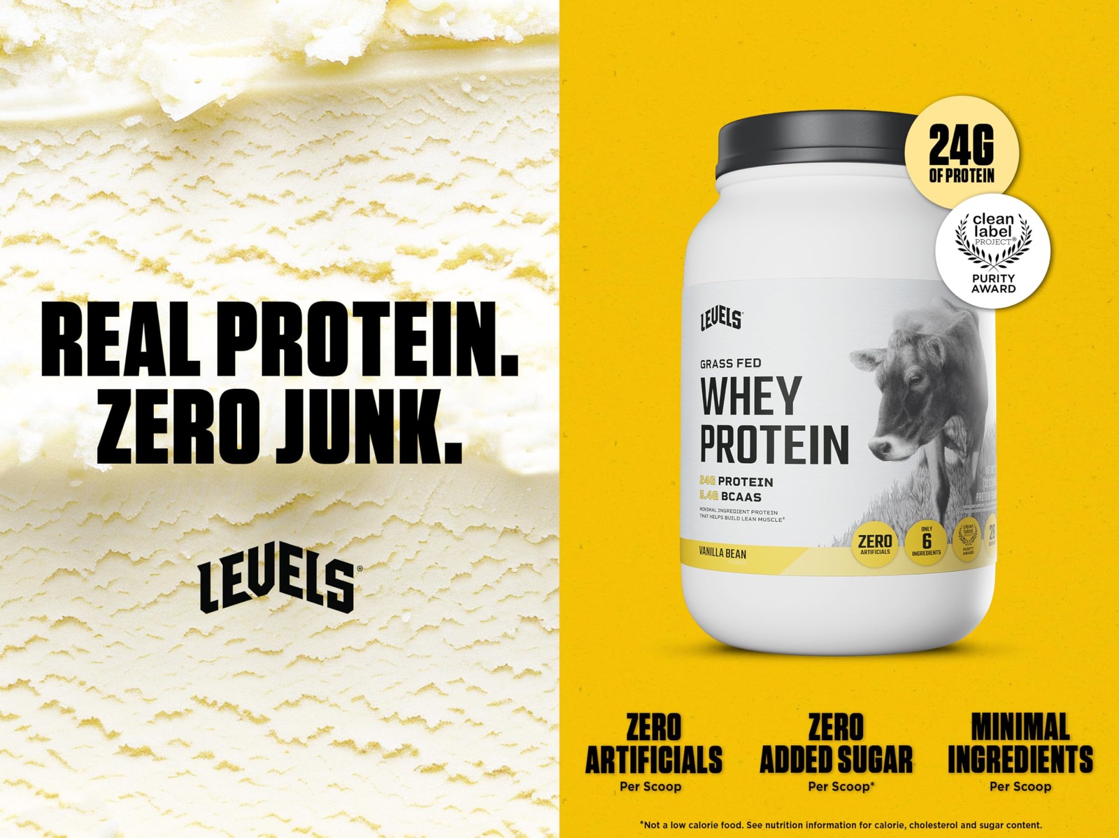 Levels Grass Fed Whey Protein Powder, No Artificials, 24G of Protein, Vanilla…