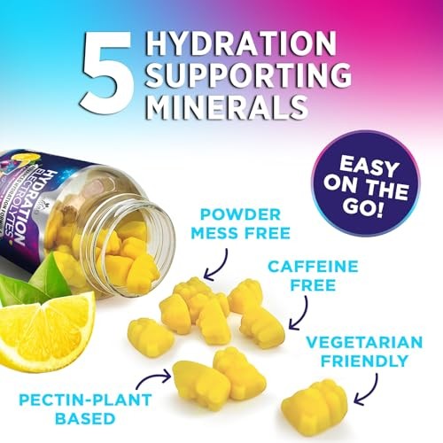 Hydration Electrolyte Gummies – Daily Liquid Replenisher 120 Count (Pack of 1)