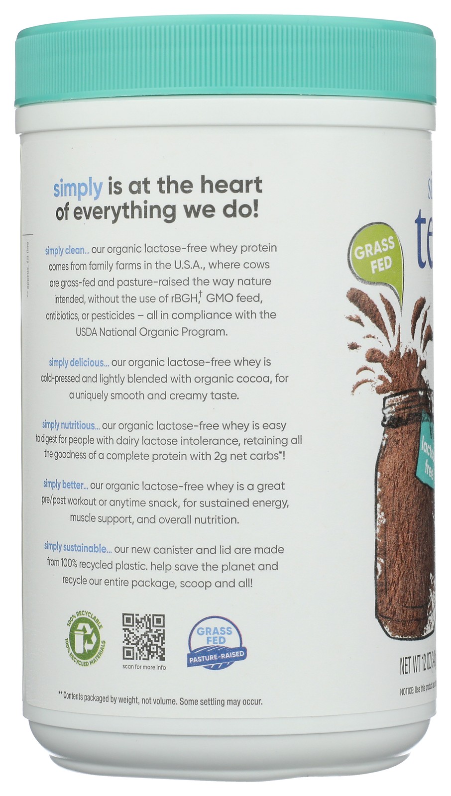 Simply Tera’S Organic Dark Chocolate Whey Protein 12 Oz 1 Pack
