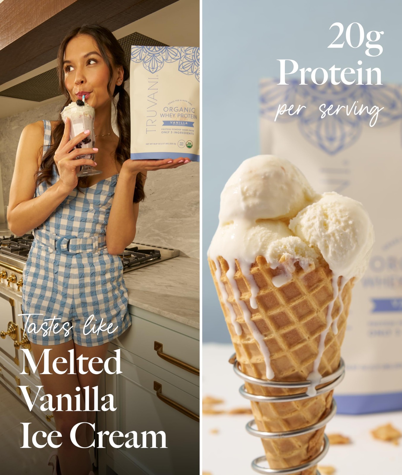 Truvani Organic Whey Protein Powder | Vanilla | 1 Serving | 20g Grass Fed Whe…