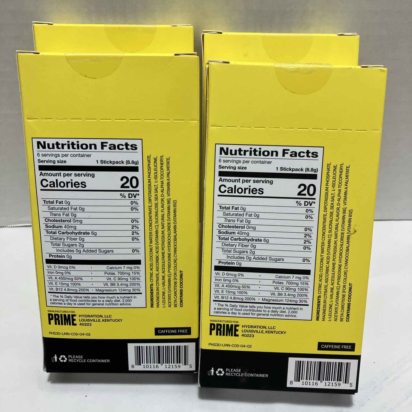 4 Prime Electrolyte Hydration Drink Mix Sticks Lemonade 24 Packs Zero Add Sugar