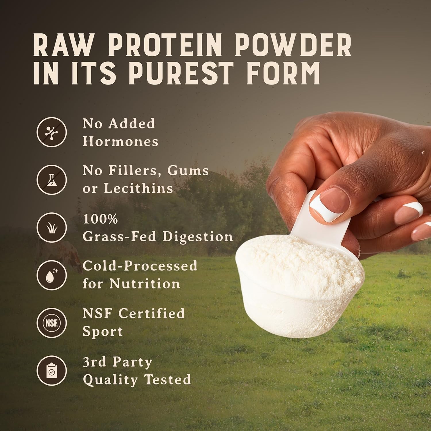 HEART & SOIL 100% Grass Fed Protein Powder – Single Ingredient: Whey Protein Con